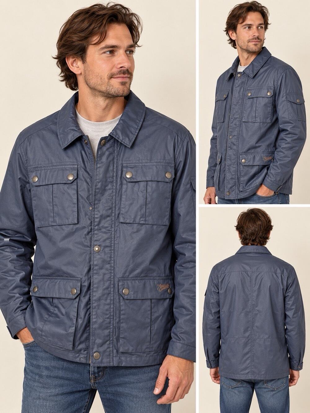 American Outdoorsman Huntsman Series Mens Medium Blue Field Utility Jacket